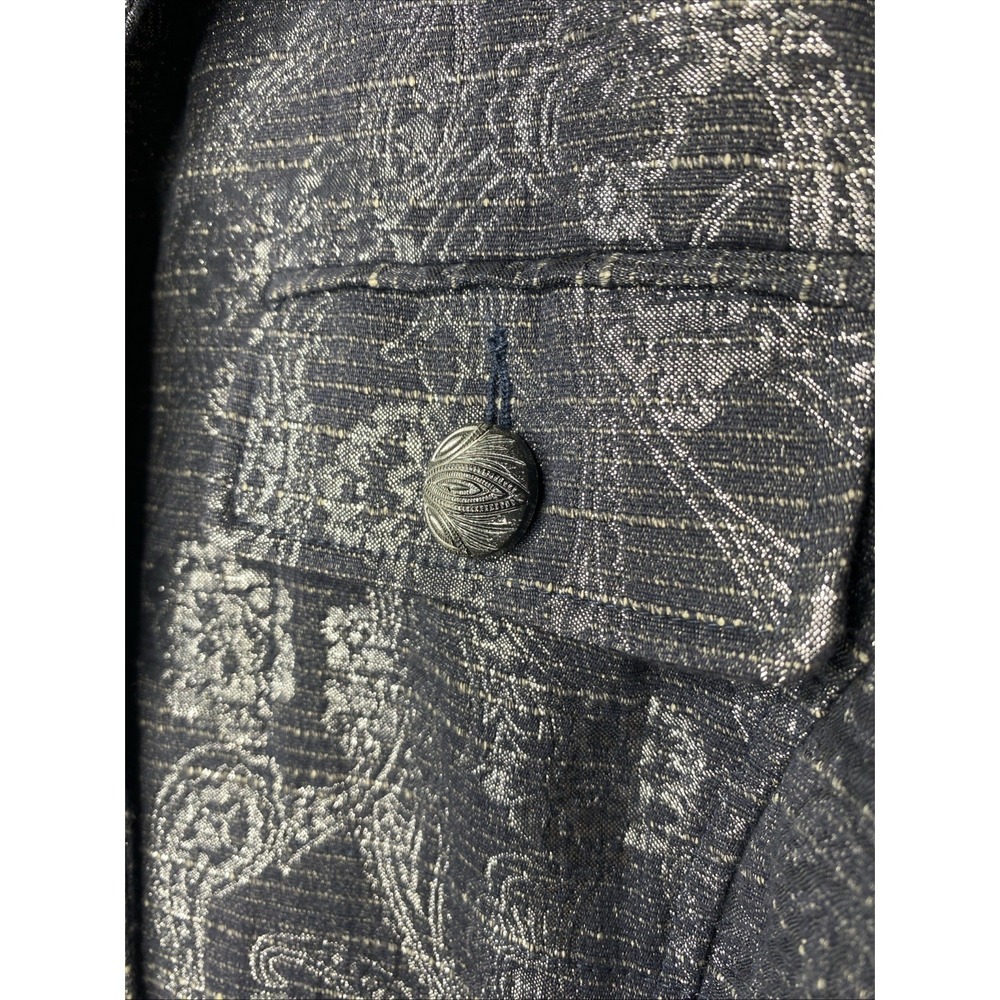 Additions by Chico's Jacket Gray Silver Metallic Floral Blazer Long Size 0 XS - Picture 4 of 10
